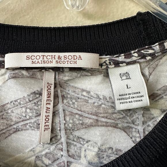 Scotch & Soda T-Shirt Top Floral Birds Burnout Short Sleeve Brown Women's Large - Picture 9 of 13